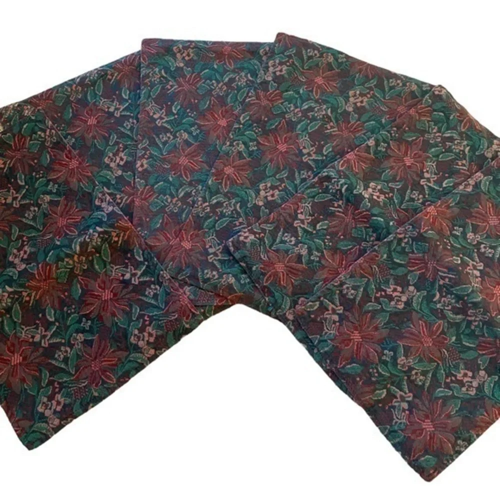 Crate&Barrel red green cotton Christmas Holiday Placemats Set of 6 EUC